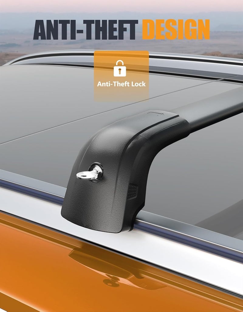 KINGGERI 220lb Lockable Roof Rack Cross Bars Compatible with Mercedes Benz GLC 2016-2022 with Flush Side Rails, Heavy Duty Aluminum Roof Rails Crossbars Luggage Accessories - Image 4